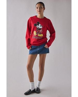 Urban Outfitters Mickey Mouse California Graphic Crew Neck Pullover Sweatshirt - Red