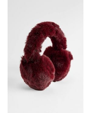 Urban Outfitters Uo Heart Fluffy Earmuffs - Red