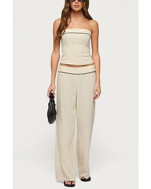 Edikted Dorine Contrast Woven Pants - Natural