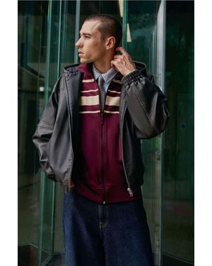 BDG Washed Black Silvio Faux Leather Skate Hoodie