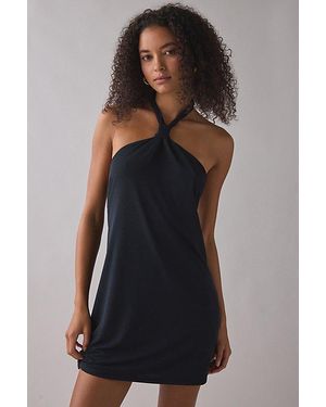 Vintage & ReMADE by UO Remade By Uo Remnants Mesh Knotted Halter Mini Dress - Black