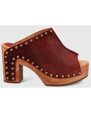 Dingo Echo Wooden Platform Sandal - Red