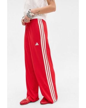 adidas Red 3-stripes Wide Leg Track Trousers
