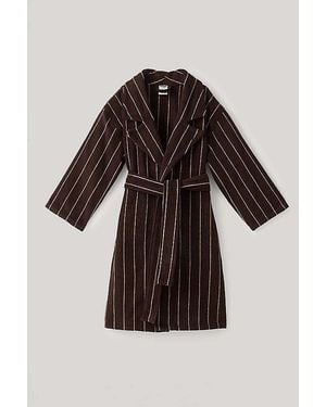 Homeys Striped Cotton Robe - Black