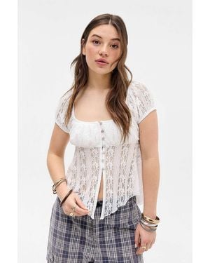 Kimchi Blue Maria Cap Sleeve Babydoll Blouse - White