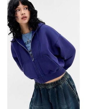 BDG Navy Easy Zip-through Hoodie - Blue