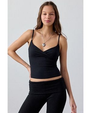 Out From Under Bec Plunging Surplice Cropped Cami - Black