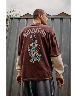 Ed Hardy Uo Exclusive Brown Double Layer T-shirt