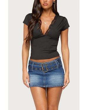 Edikted Laela Grommet Belt Denim Mini Skort - Blue