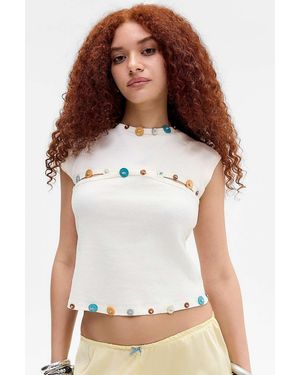 Jaded London Solira Button Cut Out Top - White