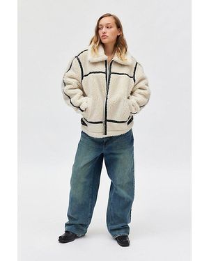 BDG Taylor Piled Fleece Aviator Jacket - Blue
