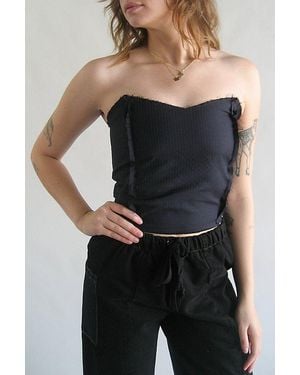 Arc Vintage Reworked Pinstripe Bustier Top - Black