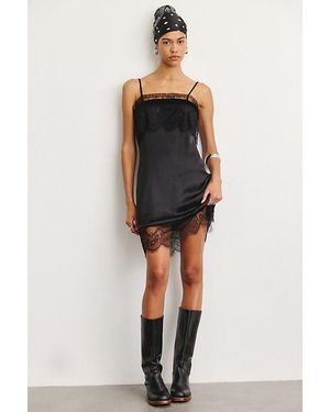 Steve Madden Keyton Layered Lace Satin Mini Dress - Black