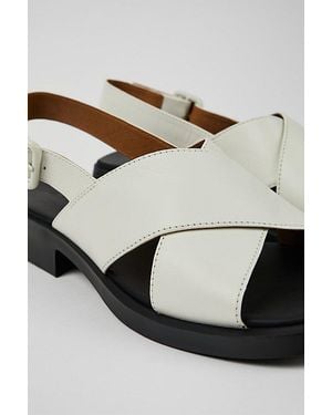 Camper Dana Leather Crossover Strap Sandals - Grey