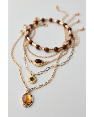 Urban Outfitters Tiger's Eye Layering Bracelets Set - Metallic
