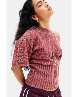 BDG Upside Down Button Batwing Jumper - Red