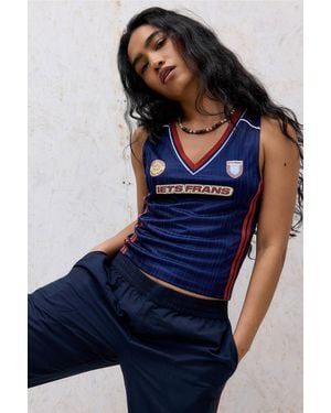 iets frans... V-neck Football Graphic Tank Top - Blue