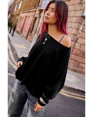 Out From Under So Soft Off-shoulder Oversized Jumper - Black