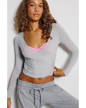 Out From Under Surplice Top - Grey
