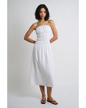 Onia Air Linen Smocked Maxi Dress - White
