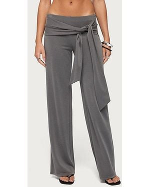 Edikted Xyla Straight Leg Tie Pants - Gray