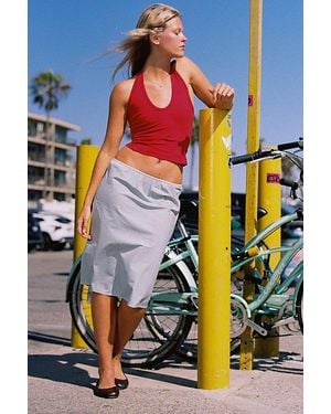 RAT BOI Woven Bias Midi Slip Skirt - Gray