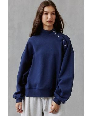 Out From Under A Snap Fleece Mockneck Pullover Top - Blue