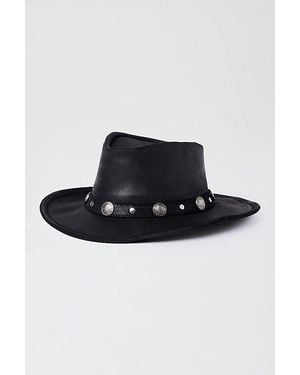 Minnetonka Leather Buffalo Nickel Cowboy Hat - Black