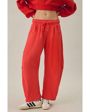 Out From Under Essential Barrel Leg Full Length Sweatpants - Red