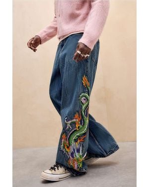 Ed Hardy Uo Exclusive Blue Sword Dragon Jeans