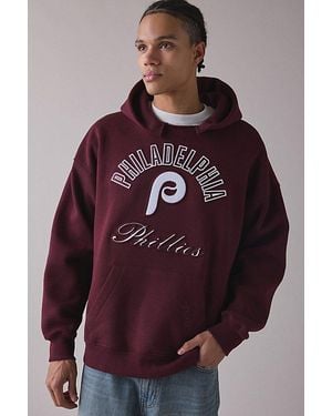 Pro Standard Uo Exclusive Mlb Team Logo Notched Collar Hoodie Sweatshirt - Red