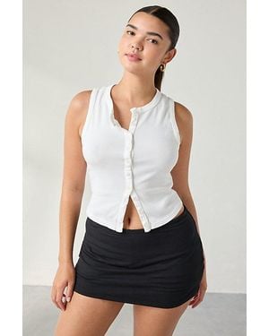 BDG Gigi Knit Button-Down Tank Top - White