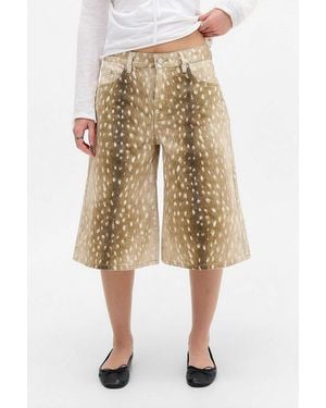 The Ragged Priest Brown Fawn Print Jorts - Natural