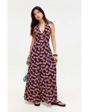 Susmie's Susmies Kalani Print Maxi Dress M/l At Urban Outfitters - Purple