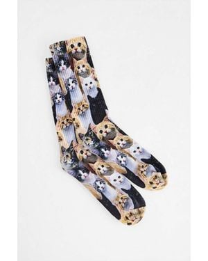 Out From Under Cat Print Socks At Urban Outfitters - White