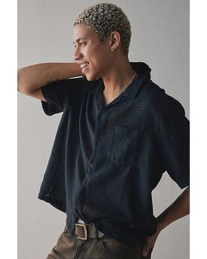 Standard Cloth Liam Textured Grid Shirt Top - Black