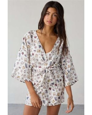 Out From Under Goodnight Kiss Satin Robe - Grey