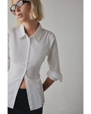 Urban Outfitters Uo Leilani Slim Button Up Shirt Top - Gray