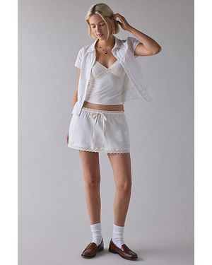 Kimchi Blue Rea Lace-Trim Satin Micro Mini Skirt - Gray
