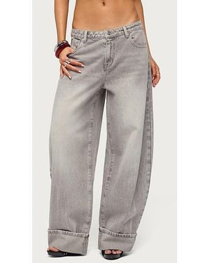 Edikted Kella Low Rise Baggy Jeans - Grey