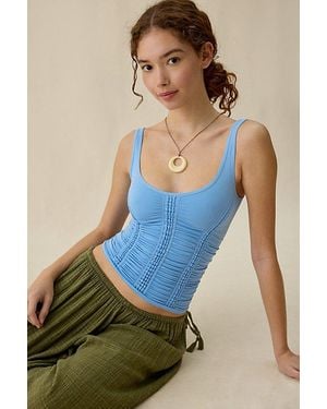Out From Under College Sweetheart Ruched Seamless Knit Tank Top - Blue