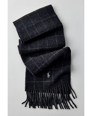 Polo Ralph Lauren Windowpane Check Reversible Scarf - Black