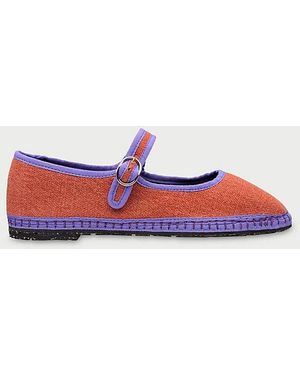 Flabelus Linen Mary Jane Flat - Red