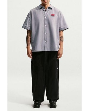 Nike Life Button-Down Short Sleeve Shirt Top - Gray