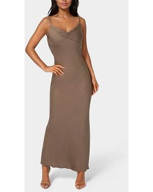 Bebe Crepe Drape Back Maxi Dress - Brown