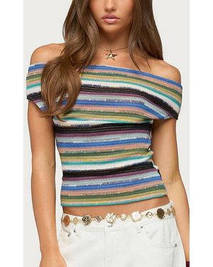 Edikted Irenea Striped Knit Off Shoulder Top - Multicolor