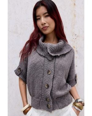 BDG Kaya Slub Pea Coat - Grey