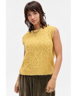 Urban Outfitters Uo Cable Knit Tank - Yellow