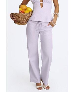 Miss Circle Laureen Linen Straight Pants - Purple
