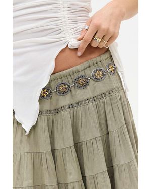 Urban Outfitters Uo Gemstone Concho Chain Belt - Metallic